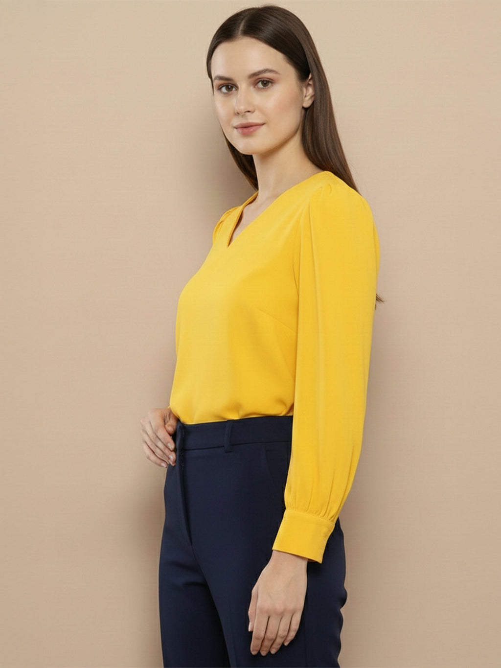 KISHRO Women Denim Solid Regular Fit Top - Yellow