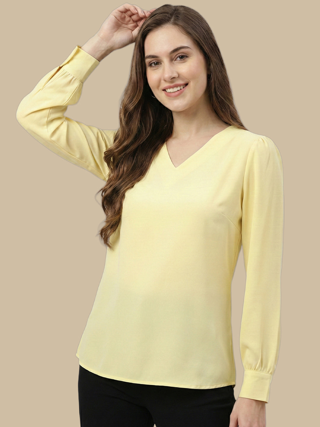 KISHRO Women Denim Solid Regular Fit Top - Yellow