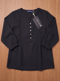 KISHRO Women Viscose Solid Regular Fit Top - Black