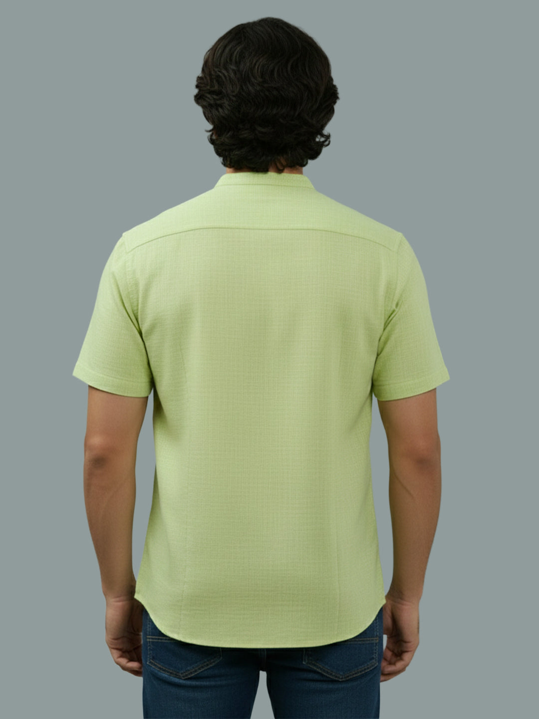 KISHRO Men Cotton Regular Fit Mandarin Collar Casual Shirt - White