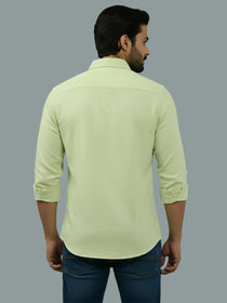 KISHRO Men Cotton Regular Fit Spread Collar Casual Shirt - Green