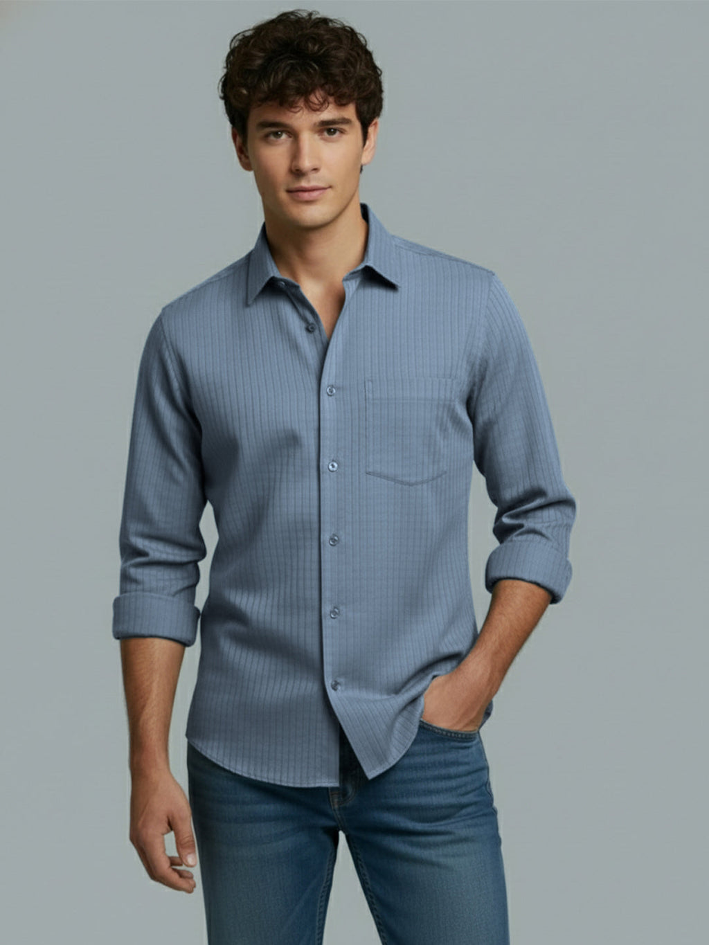 KISHRO Men Cotton Solid Regular Fit Spread Collar Casual Shirt - Black