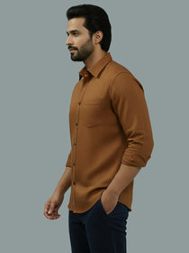 KISHRO Men Cotton Regular Fit Spread Collar Casual Shirt - Green