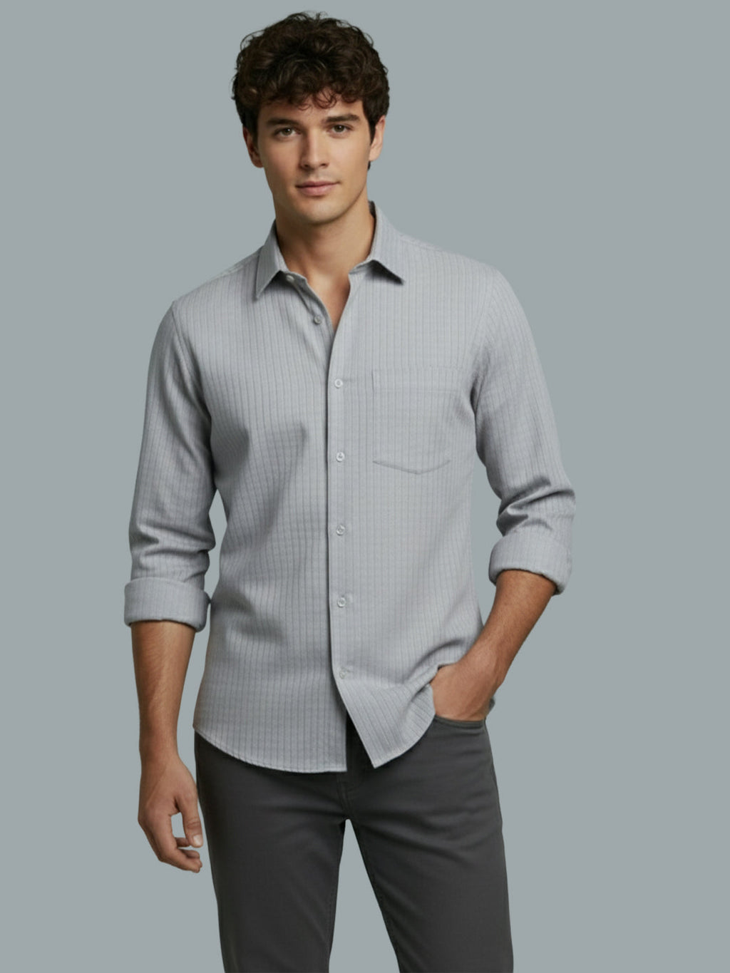 KISHRO Men Cotton Solid Regular Fit Spread Collar Casual Shirt - Black