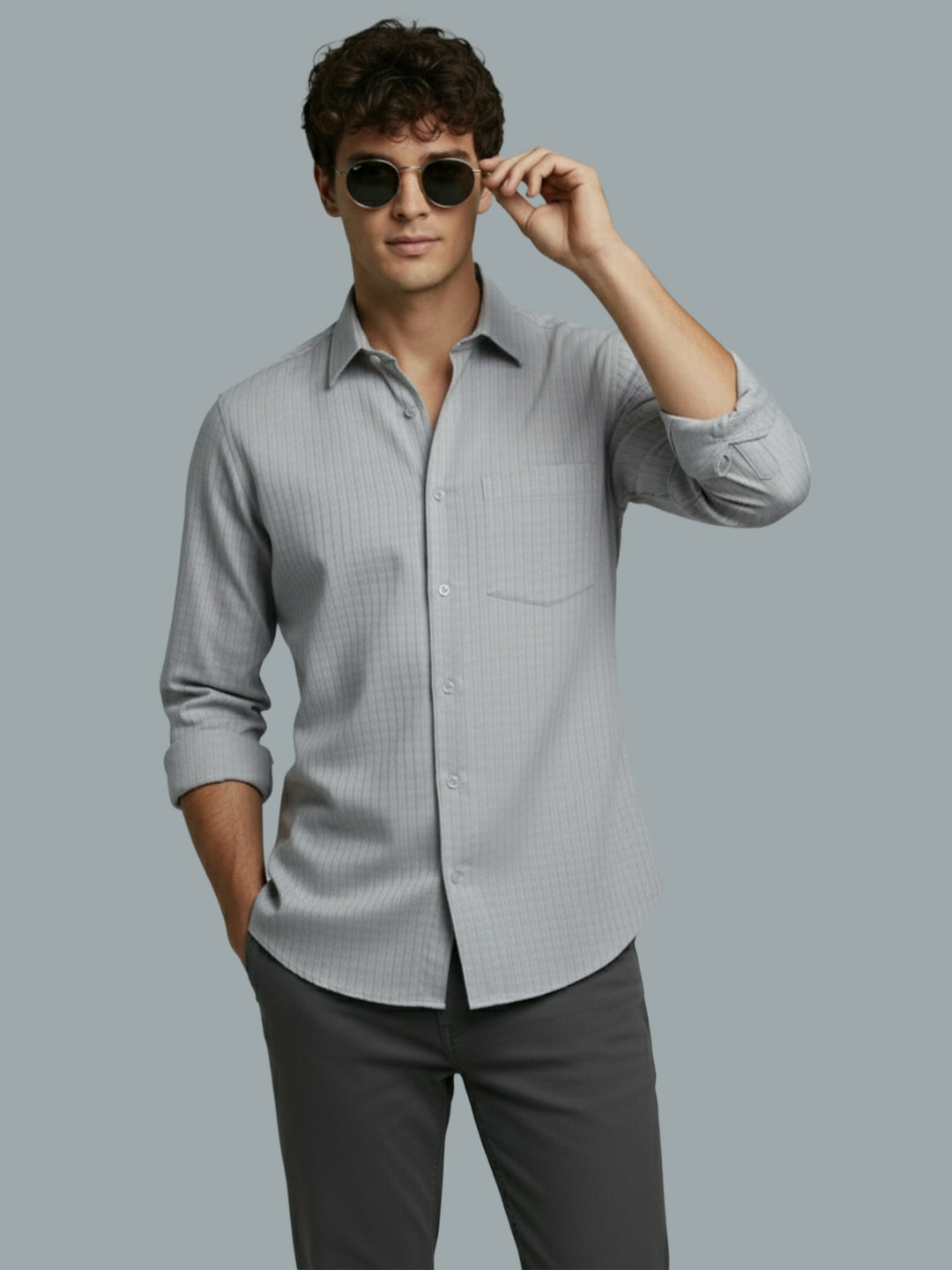 KISHRO Men Cotton Solid Regular Fit Spread Collar Casual Shirt - Black