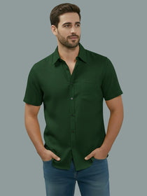 KISHRO Men Cotton Regular Fit Spread Collar Casual Shirt - Yellow