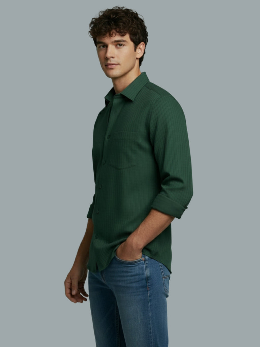 KISHRO Men Cotton Solid Regular Fit Spread Collar Casual Shirt - Black