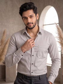 KISHRO Men Cotton Printed Regular Fit Casual Shirt - Light Grey