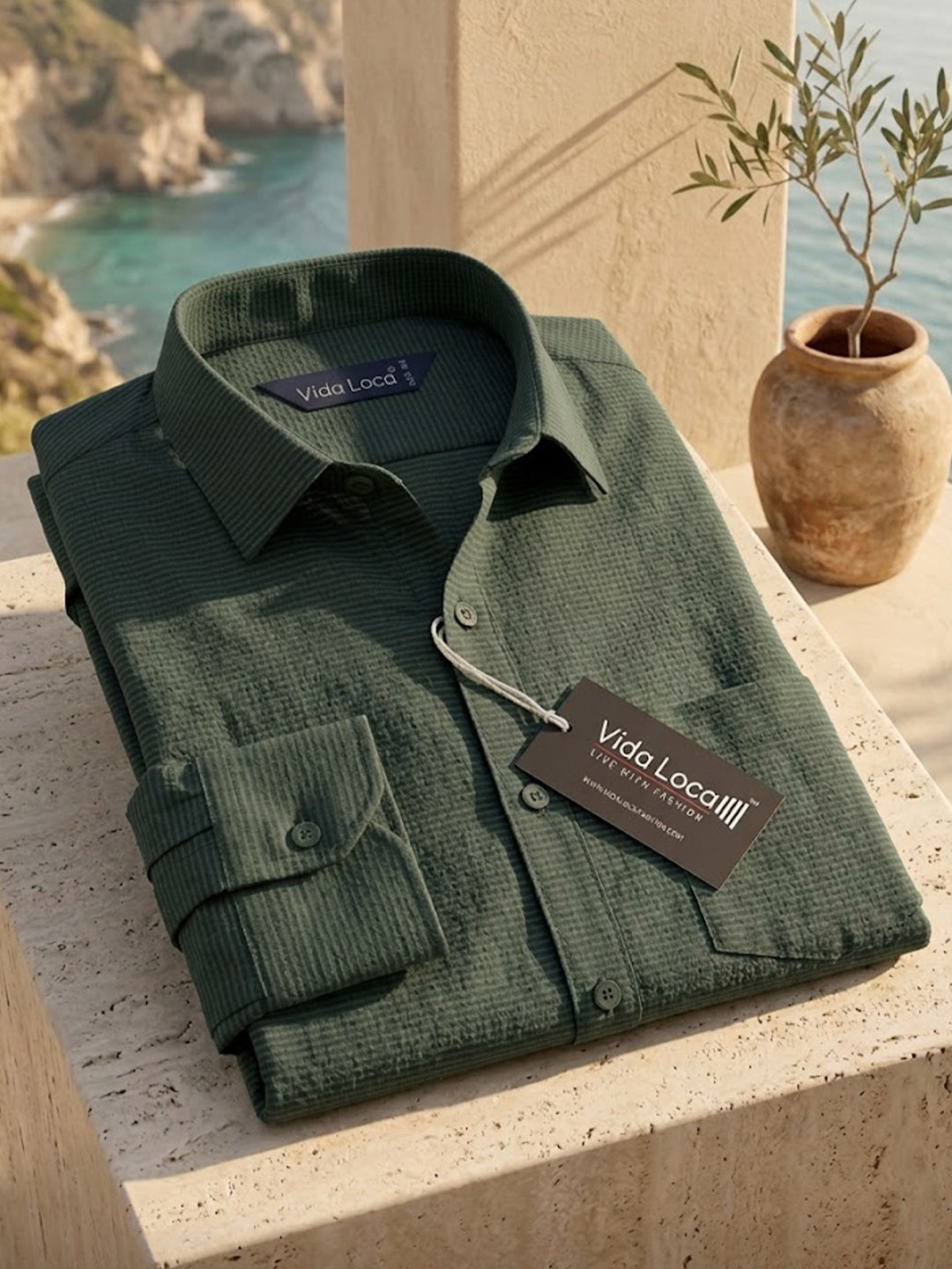 KISHRO Men Cotton Solid Regular Fit Casual Shirt - Green