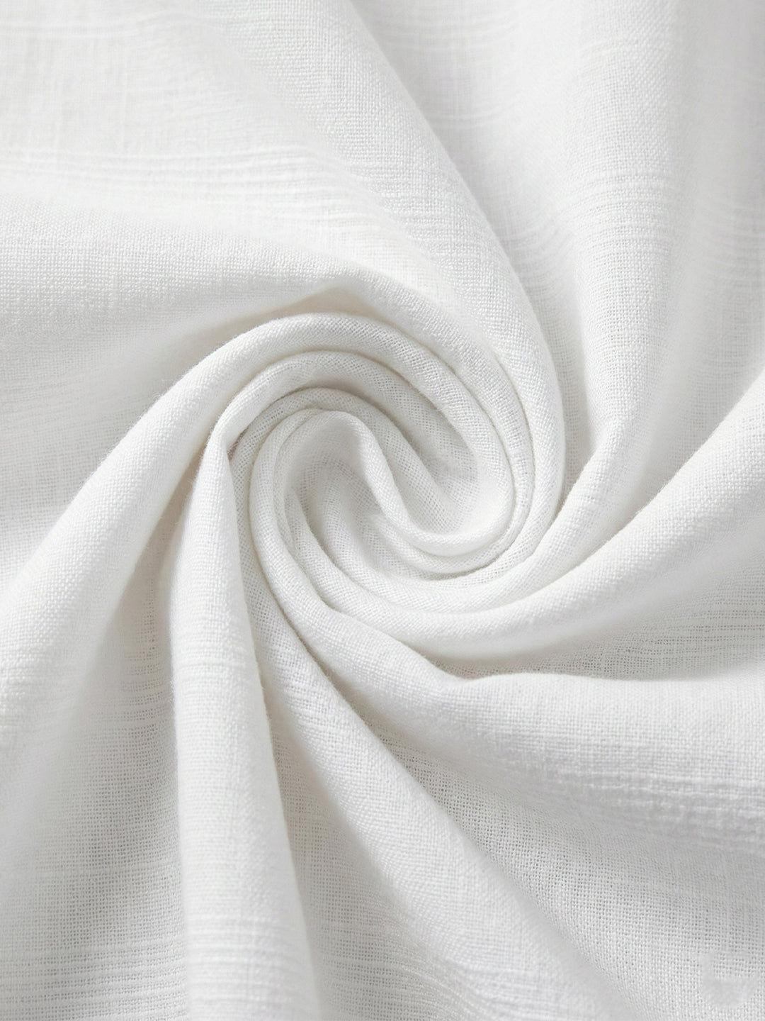 KISHRO Men Cotton Striped Mandarin Collar Curved Hem Short Kurta - White