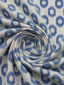 KISHRO Men Cotton Printed Regular Fit Mandarin Collar Short Kurta - Rayal Blue
