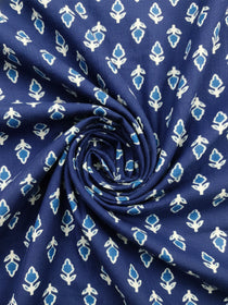 KISHRO Men Cotton Printed Regular Fit Short Kurta - Navy Blue