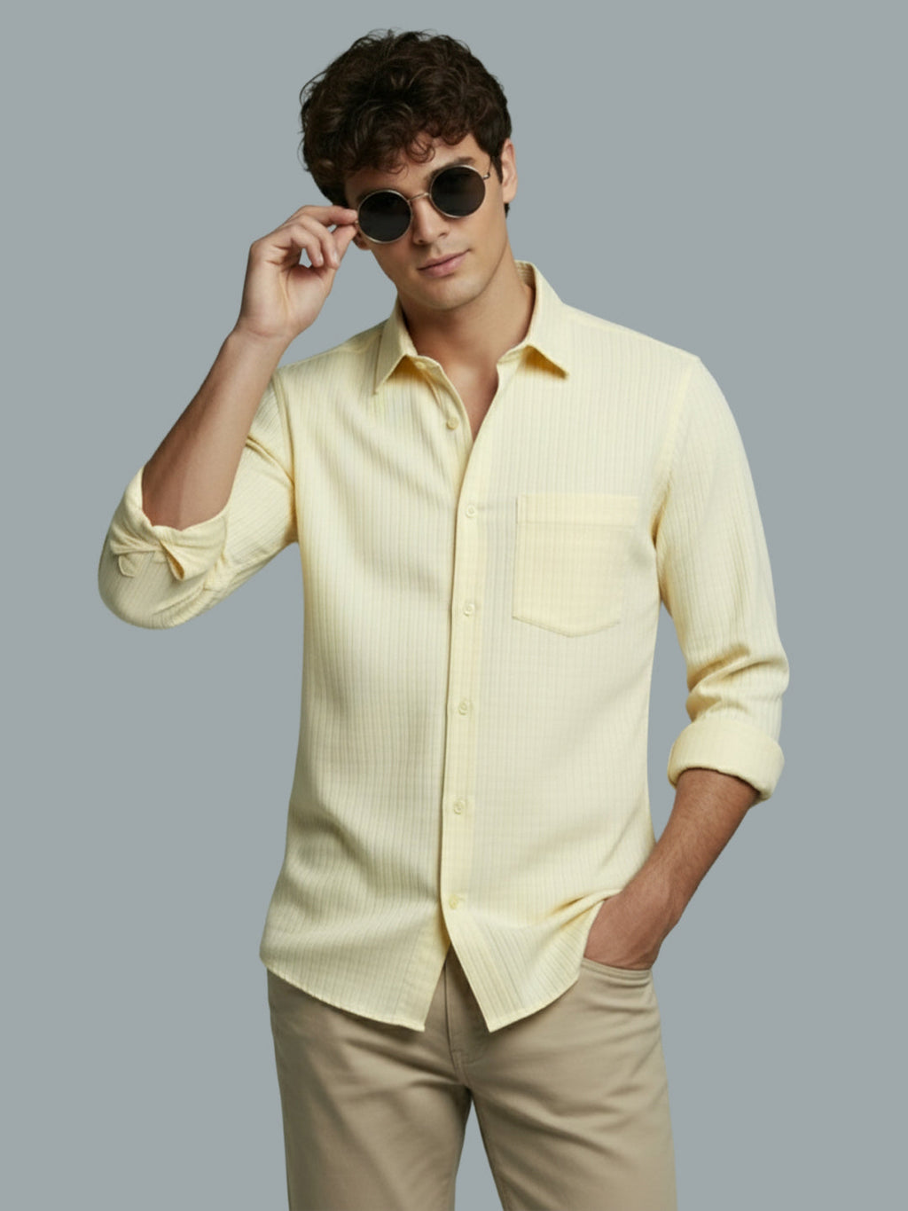 KISHRO Men Cotton Solid Regular Fit Spread Collar Casual Shirt - Black