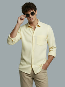 KISHRO Men Cotton Solid Regular Fit Spread Collar Casual Shirt - Black