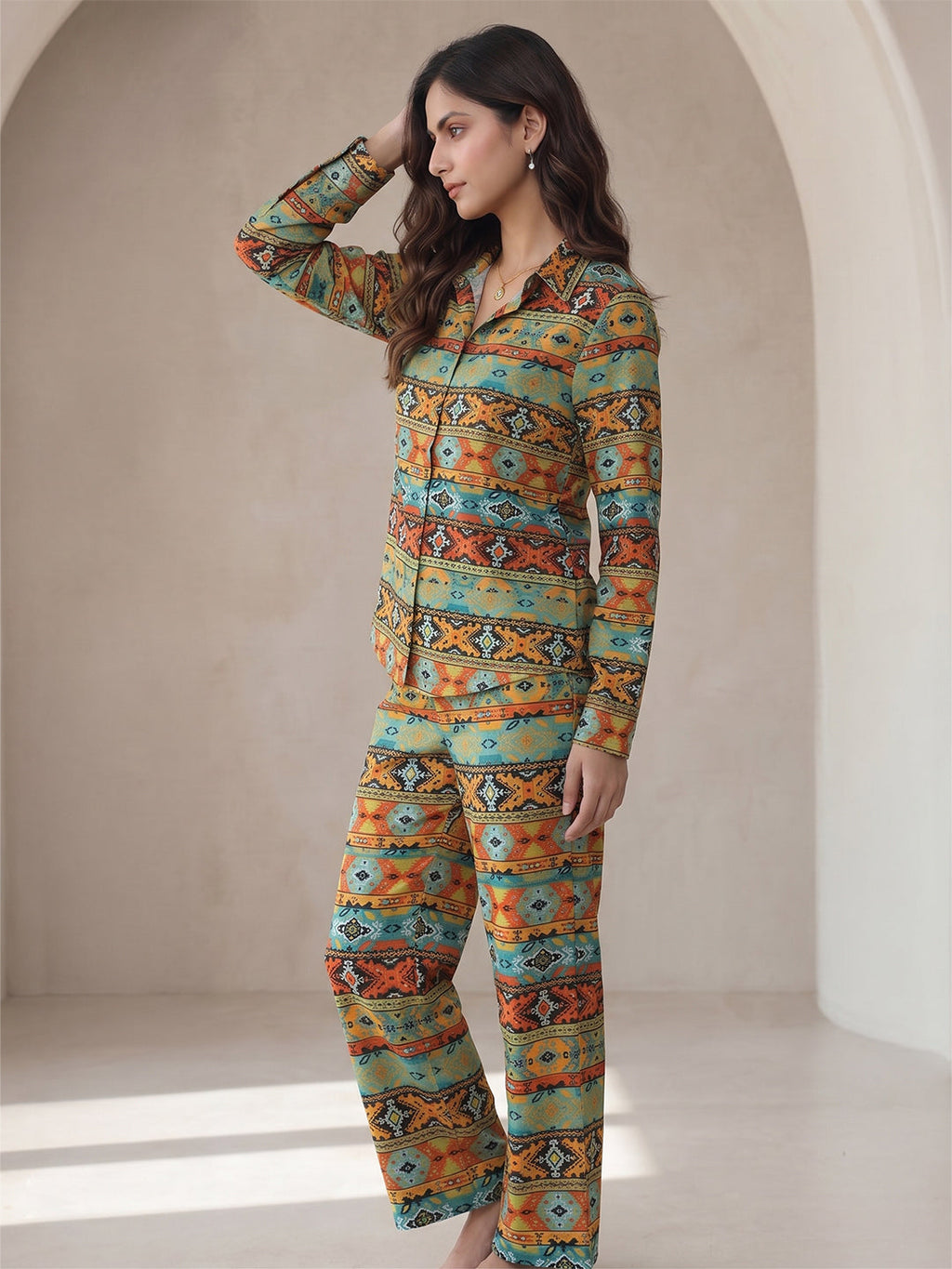 KISHRO Women Viscose Rayon Floral Printed Regular Fit Co-ord Set - Green