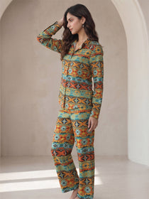 KISHRO Women Viscose Rayon Floral Printed Regular Fit Co-ord Set - Green