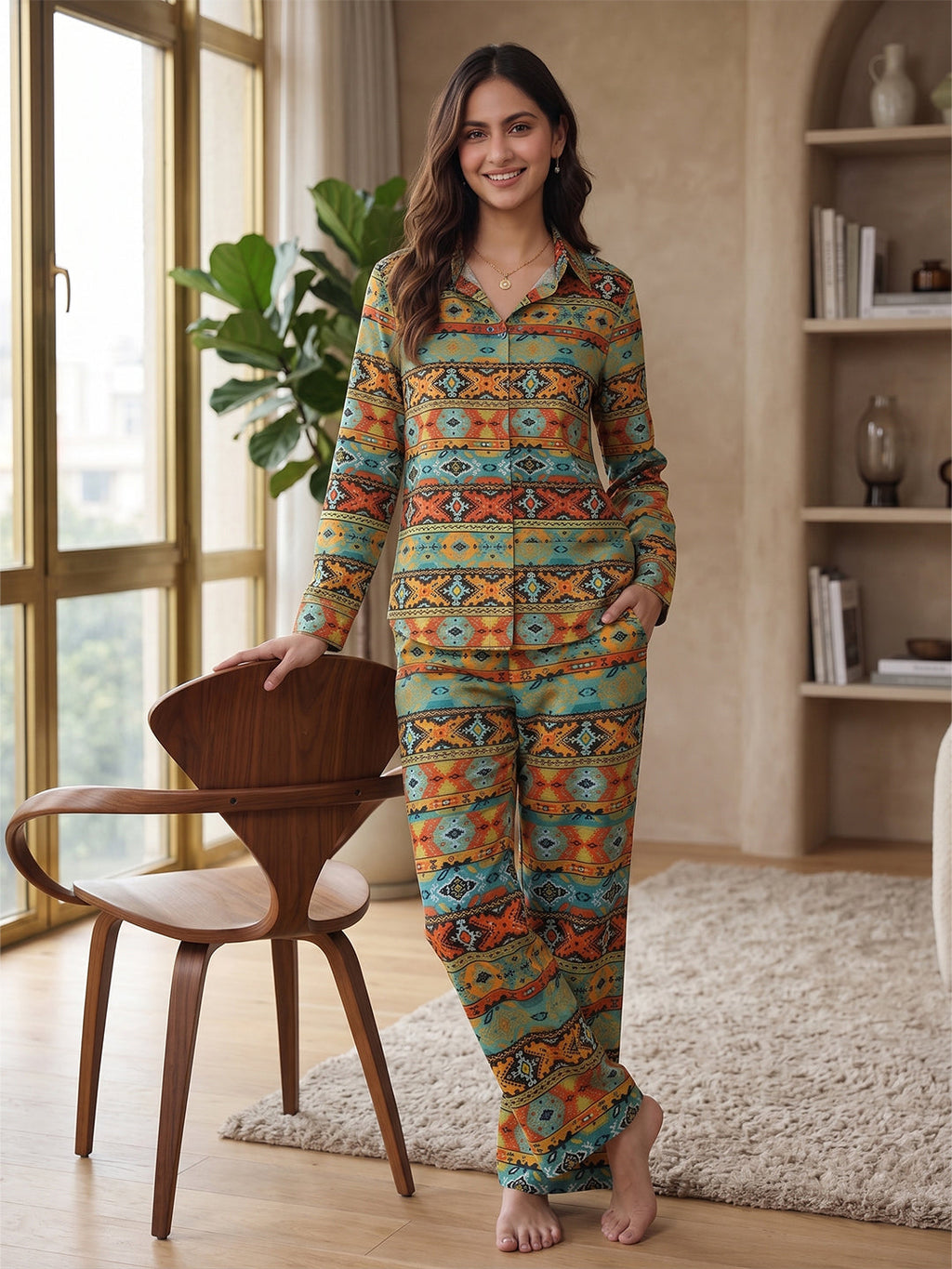 KISHRO Women Viscose Rayon Floral Printed Regular Fit Co-ord Set - Green