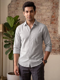 KISHRO Men Cotton Solid Regular Fit Casual Shirt - Gray