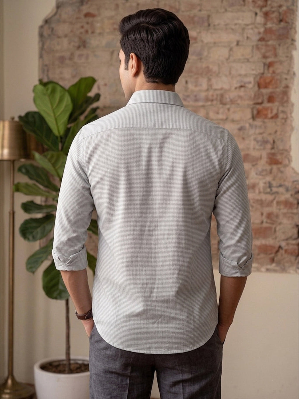 KISHRO Men Cotton Solid Regular Fit Casual Shirt - Gray