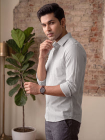 KISHRO Men Cotton Solid Regular Fit Casual Shirt - Gray