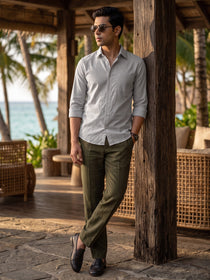 KISHRO Men Cotton Solid Regular Fit Casual Shirt - Gray