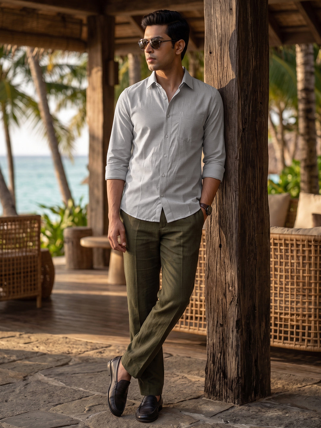 KISHRO Men Cotton Solid Regular Fit Casual Shirt - Gray
