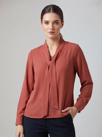 KISHRO Women Viscose Rayon Solid Regular Fit Top - Dusty Rose