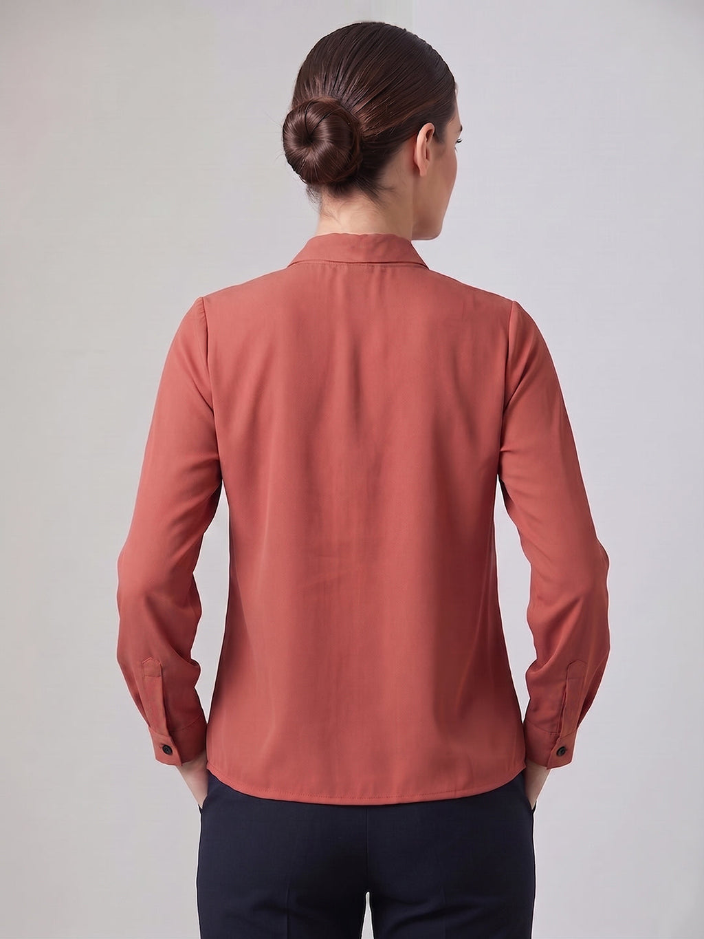 KISHRO Women Viscose Rayon Solid Regular Fit Top - Dusty Rose