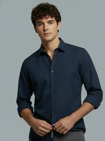 KISHRO Men Cotton Solid Regular Fit Spread Collar Casual Shirt - Black