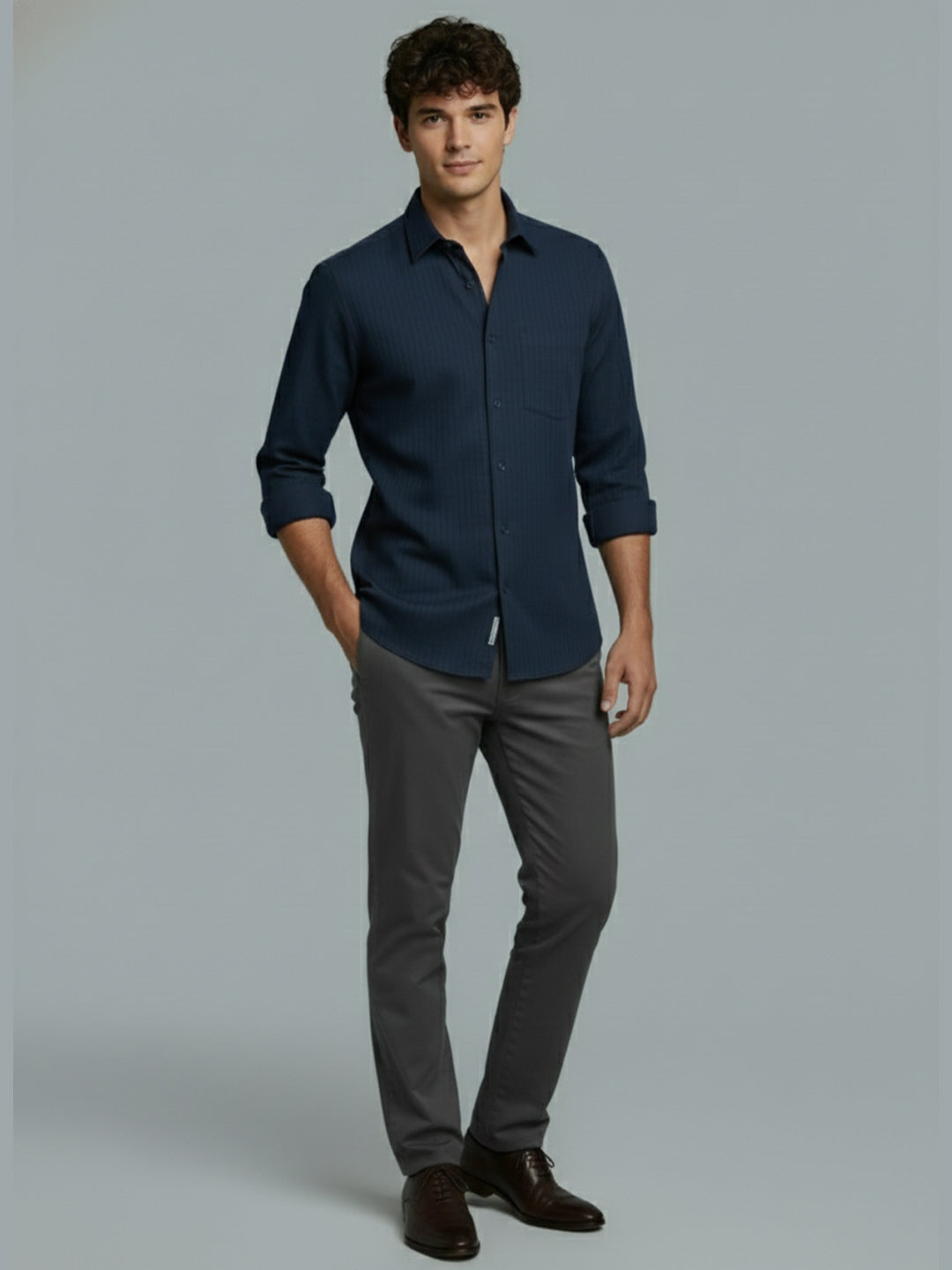 KISHRO Men Cotton Solid Regular Fit Spread Collar Casual Shirt - Black