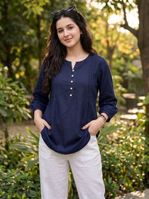 KISHRO Women Viscose Solid Regular Fit Top - Black