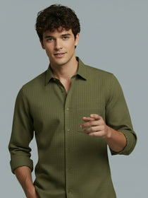 KISHRO Men Cotton Solid Regular Fit Spread Collar Casual Shirt - Black