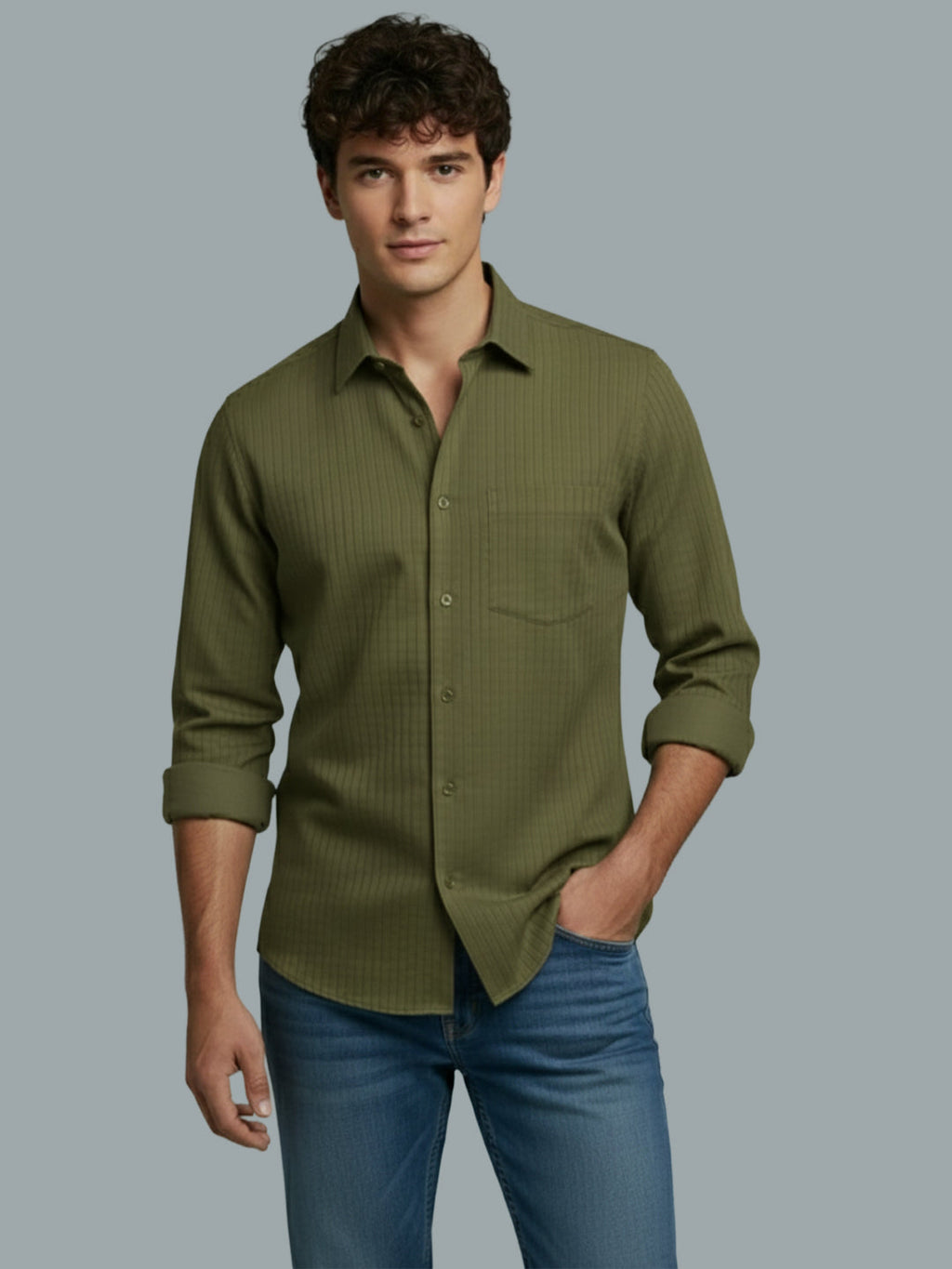KISHRO Men Cotton Solid Regular Fit Spread Collar Casual Shirt - Black