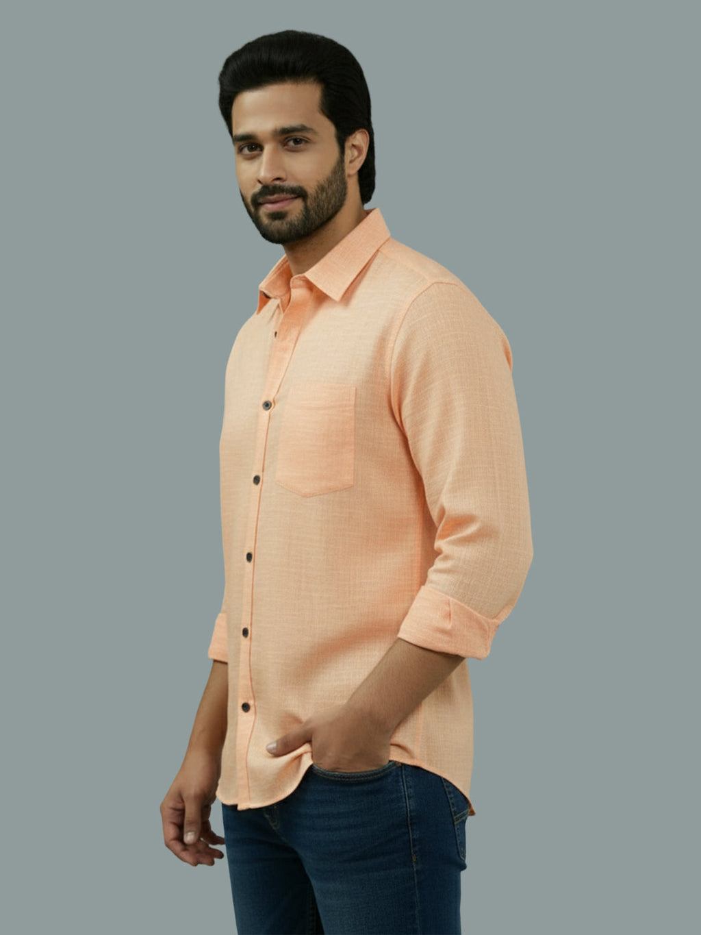 KISHRO Men Cotton Regular Fit Spread Collar Casual Shirt - Green