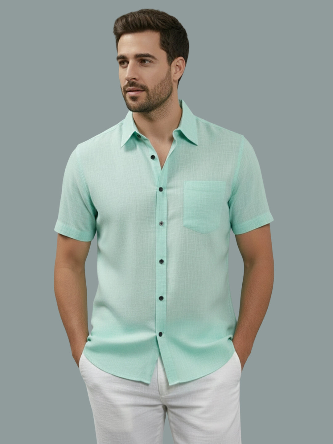 KISHRO Men Cotton Regular Fit Spread Collar Casual Shirt - Yellow