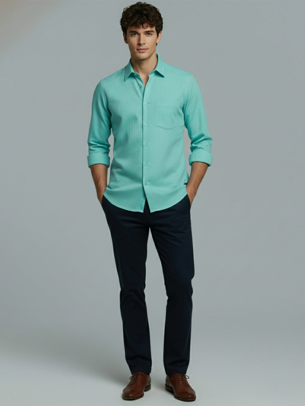 KISHRO Men Cotton Solid Regular Fit Spread Collar Casual Shirt - Black