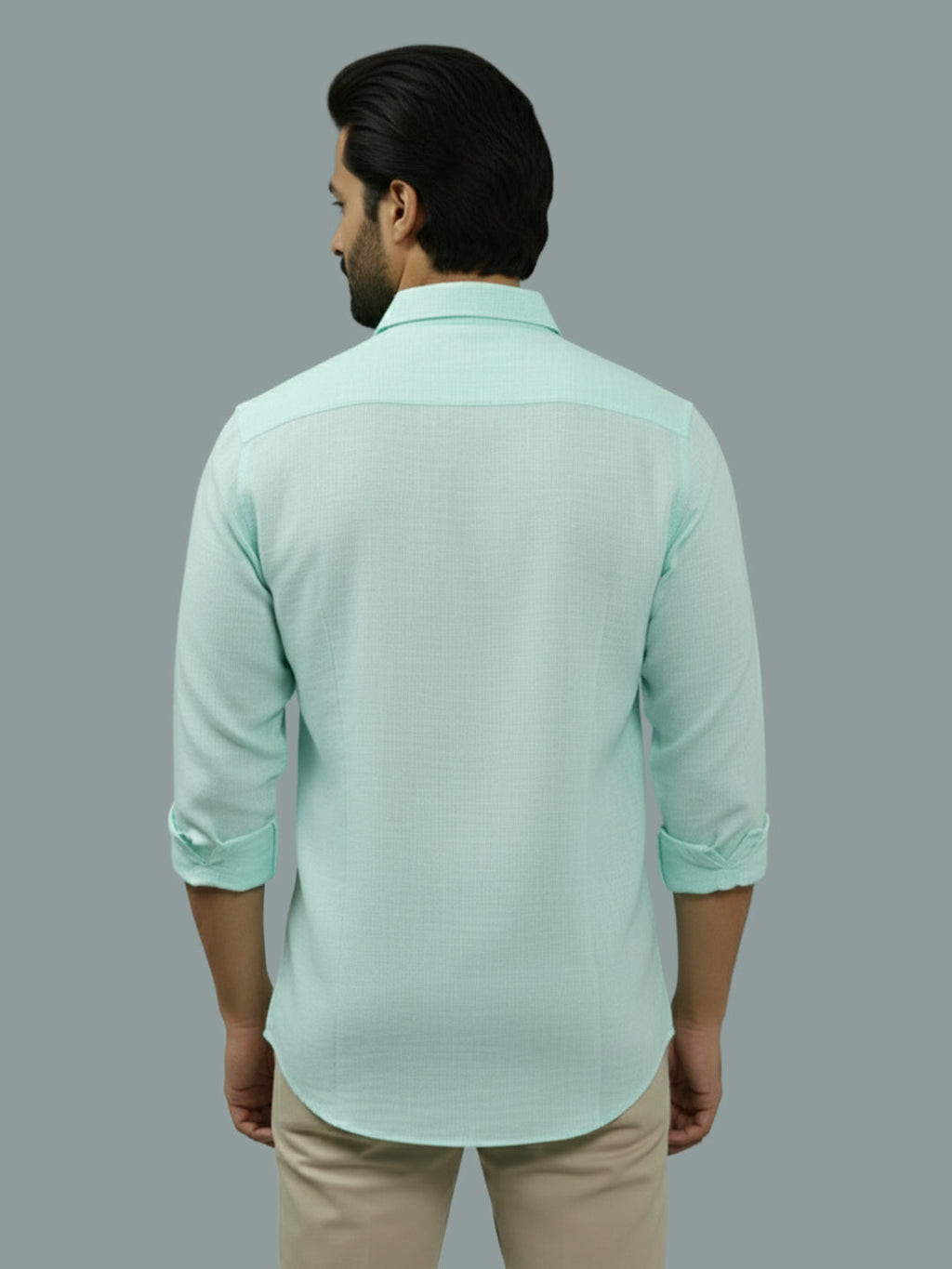 KISHRO Men Cotton Regular Fit Spread Collar Casual Shirt - Green