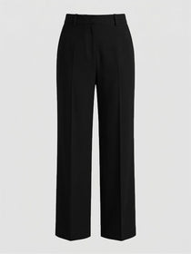 KISHRO Women Rayon Solid Straight Fit Trousers - Black