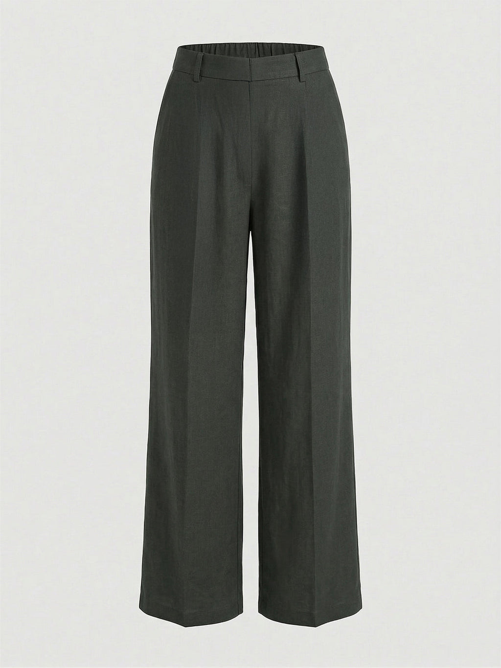 KISHRO Women Rayon Solid Straight Fit Trousers - Green