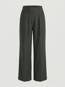 KISHRO Women Rayon Solid Straight Fit Trousers - Green