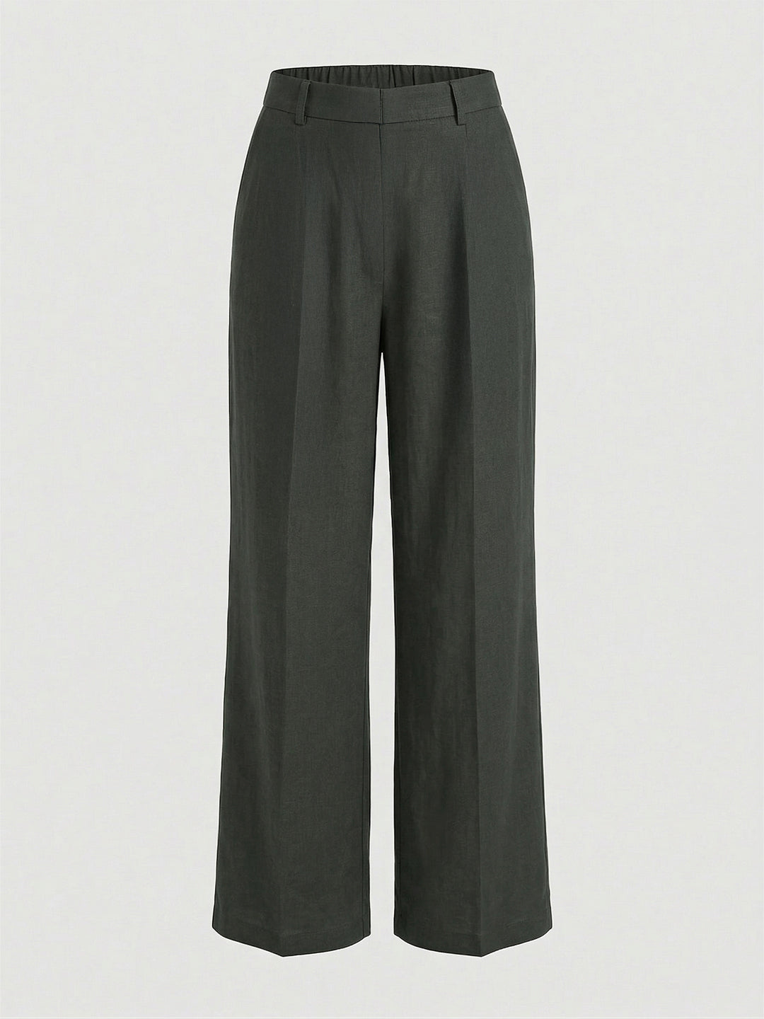 KISHRO Women Rayon Solid Straight Fit Trousers - Green