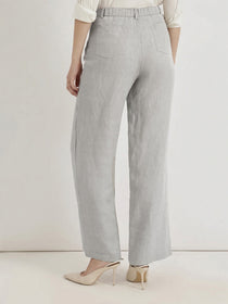 KISHRO Women Rayon Solid Straight Fit Trousers - Grey