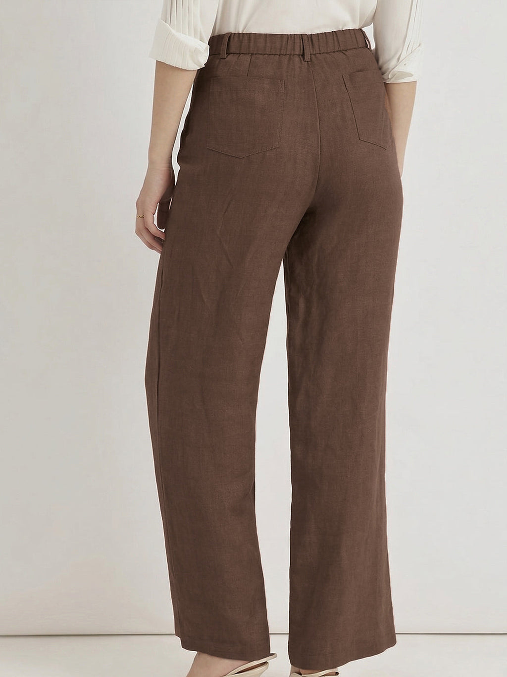 KISHRO Women Rayon Solid Straight Fit Trousers - Gold