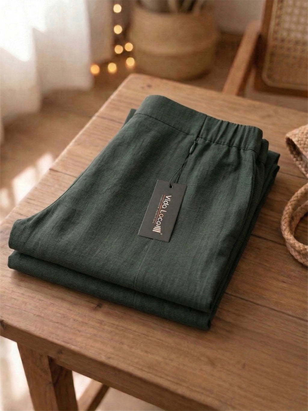 KISHRO Women Rayon Solid Straight Fit Trousers - Green