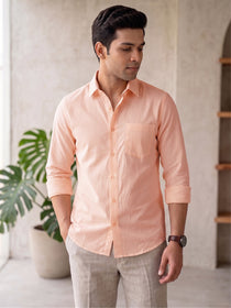 KISHRO Men Cotton Solid Regular Fit Casual Shirt - Pink