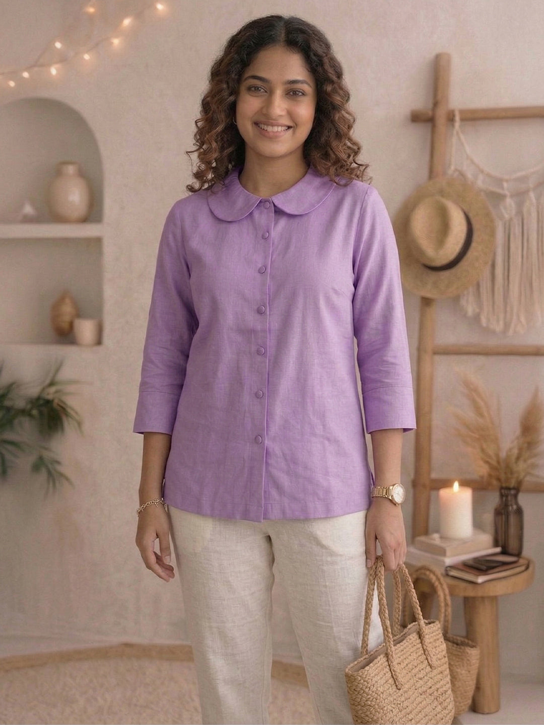 KISHRO Women Cotton Solid Regular Fit Shirt - White