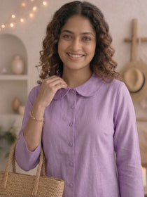 KISHRO Women Cotton Solid Regular Fit Shirt - White