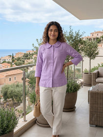 KISHRO Women Cotton Solid Regular Fit Shirt - White