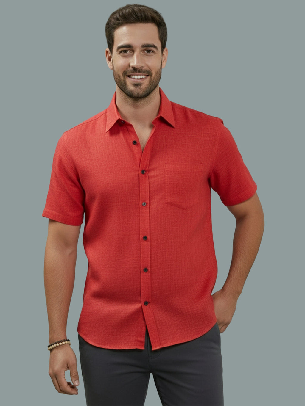 KISHRO Men Cotton Regular Fit Spread Collar Casual Shirt - Yellow