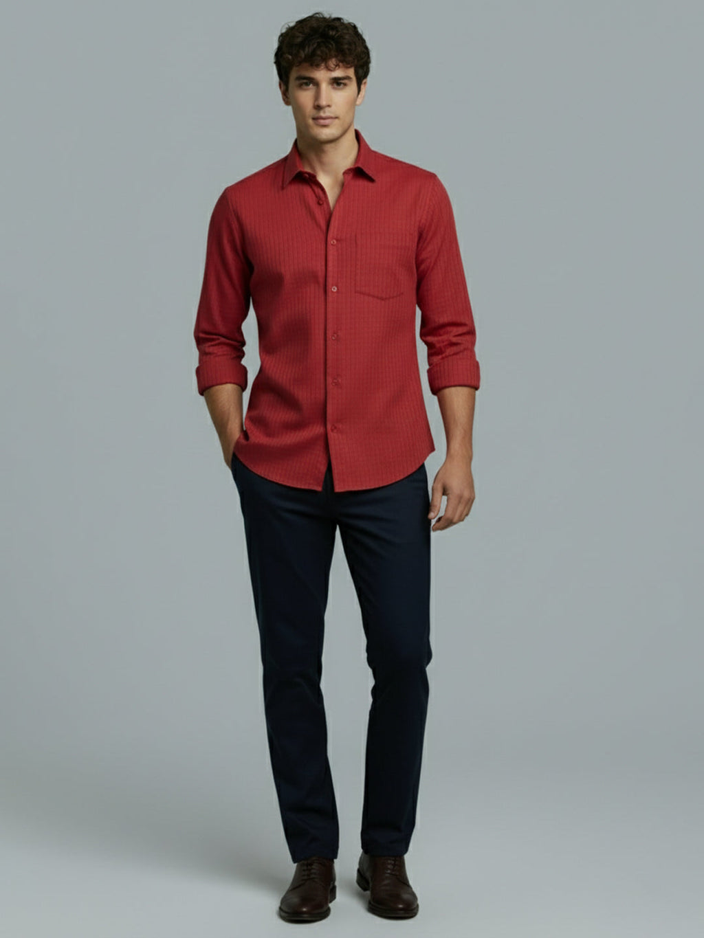 KISHRO Men Cotton Solid Regular Fit Spread Collar Casual Shirt - Black